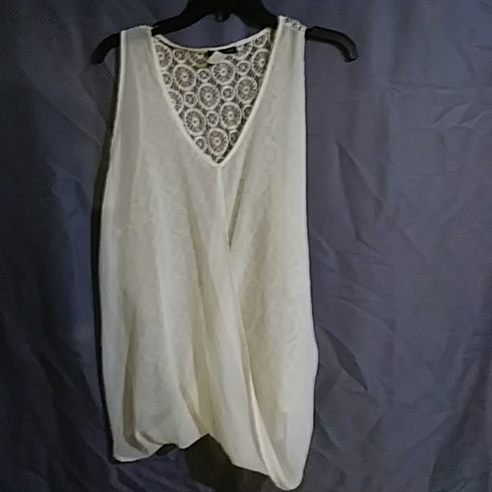 Lace back sheer front top